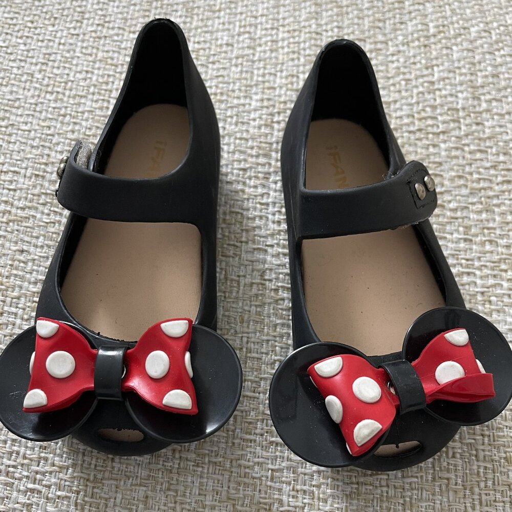 First Walker Shoe IFANS baby shoes Black plastic shoes Disney's shoes size 6